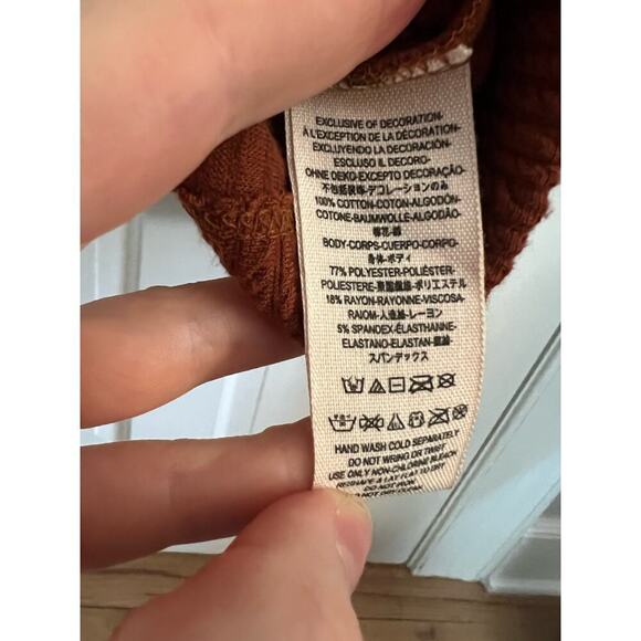 Free People Burnt Orange Open Back Floral Lace Mini Dress Women's SP 3/4 Sleeve - Picture 10 of 13